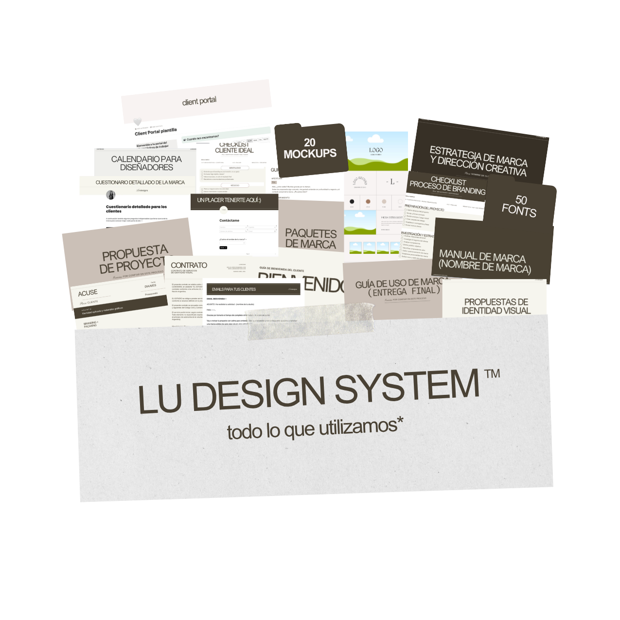 Lu Design System incluye plantillas, mockups, fonts, portal de cliente, manuales y recursos